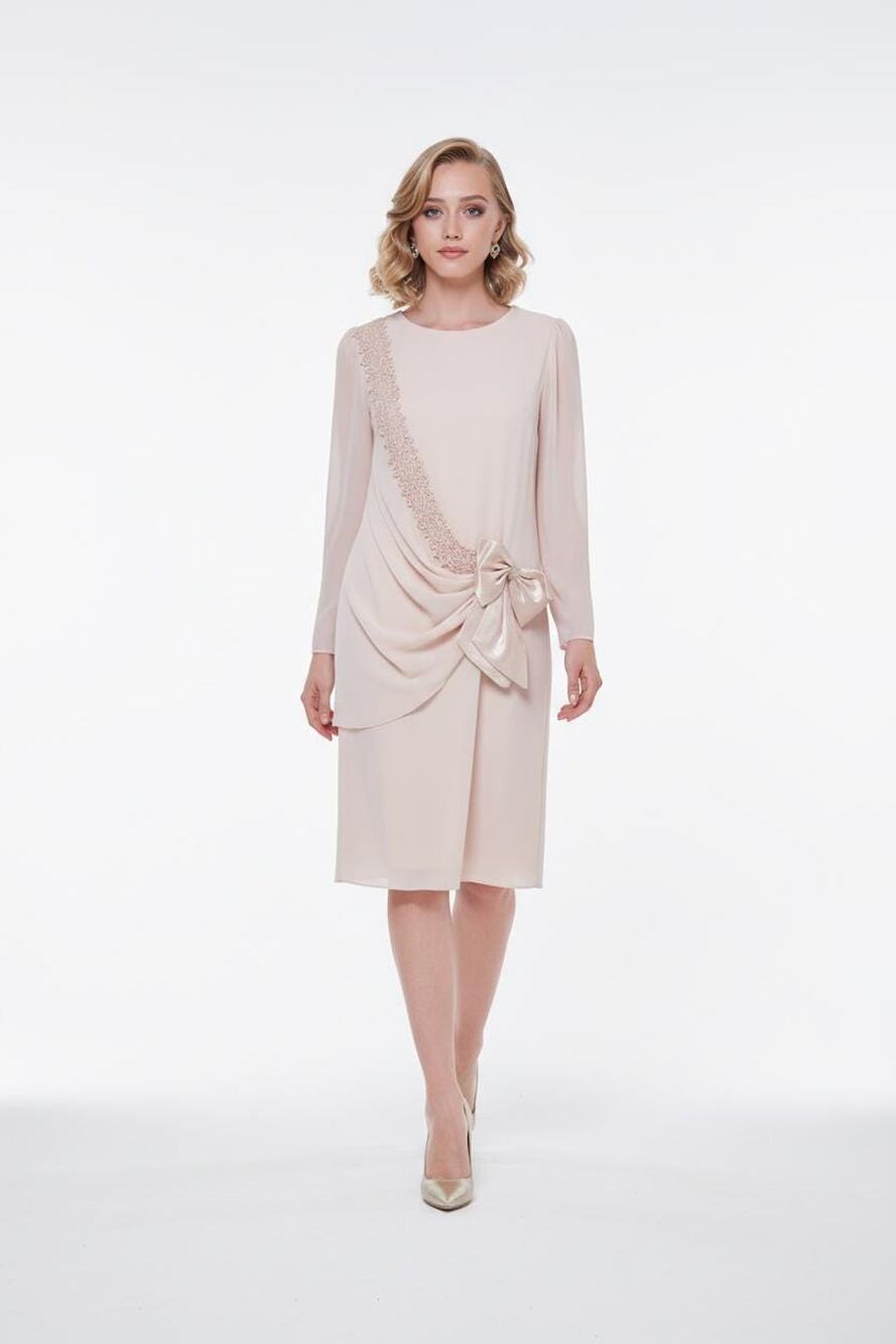 Vintage 1980s Pale Pink Long Sleeve Cocktail  Size 17-18 USA, Wedding ,Victorian